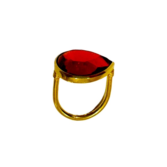 Baccarat- Marie-Helene de Taillac Pear Ring- 18k Gold Red Crystal Jewelry- SZ- 7 - Picture 4 of 16